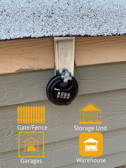 DAYGOS Combination Disc Padlocks for Outdoor - Heavy Duty 4 Digit Code Lock, Combo Discus Lock for Storage Unit,Gate,Fence,Traile(3/8-in Shackle,1PCS,Black)