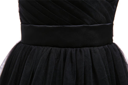 Glamulice Kids Funeral Flower Girls Black Dress Lace Bridesmaid Long A Line Wedding Pageant Dresses Tulle Spaghetti Strap Party Gown Christmas Holiday Evening Prom Princess Birthday Gown 11 12