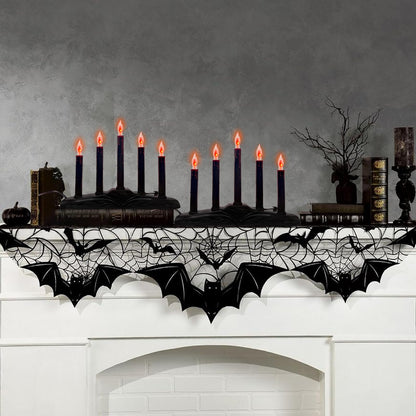 1 Pack Halloween Electric Candle Lamps, 5 Light Black Flameless Candle with 5 C18 Orange Flicker Flame Bulb, Plug in Flickering Window Candle Holder for Halloween Party Home Table Bar Holiday Decor