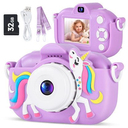 Kids Camera Digital Camera for Age 3-8, 1080P Toddler Camera for Kid with 32GB SD Card, Toddler Girls Toys Age 6-8, Christmas Birthday Gifts for Children
