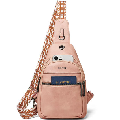 LATMAP Sling Bag For Women Faux Leather Anti Theft Small Casual Daypack Backpack Fanny Pack Crossbody Chest Bags Purse