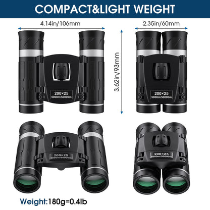 200x25 Compact Binoculars for Adults and Kids, High Powered Mini Pocket Binoculars, Waterproof Small Binocular for Bird Watching, Hunting, Concert, Theater, Opera, Traveling, Sightseeing