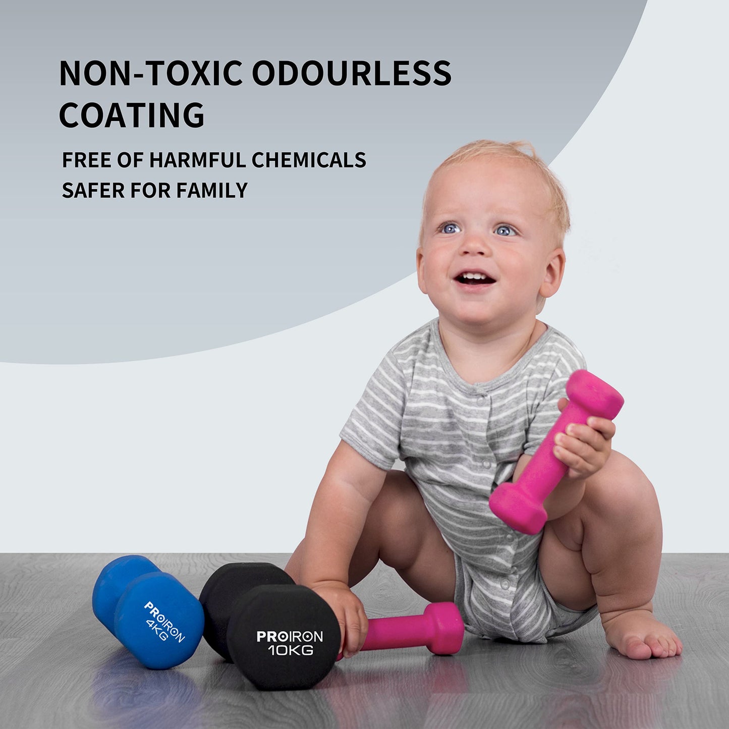 PROIRON Dumbbells Anti-Slip Neoprene Dumbbell Soft-Touch Grip Hand Weights Home Gym Exercise Women Men Arm Pilates Dumbbells in 1kg 1.5kg 2kg 3kg 4kg 5kg 8kg 10kg Pair