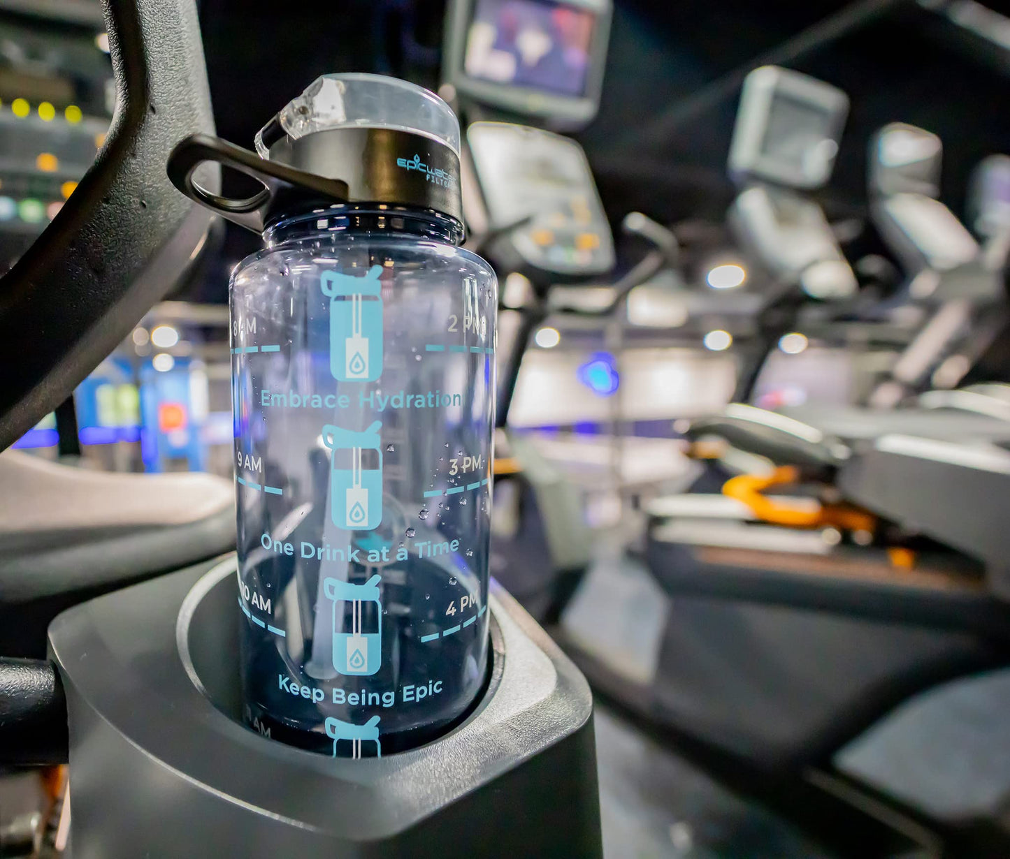 Epic Nalgene Filtered Motivational Water Bottle | Water Bottles With Times To Drink | USA Made Bottle and Filter | Dishwasher Safe | BPA Free with Time Marker | Removes 99.99% Tap Water Impurities