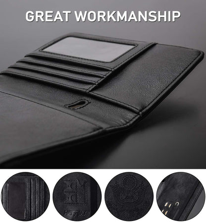 HerriaT Leather Passport Holder Cover Case RFID Blocking Travel Wallets Card Case for Women Men(Black)