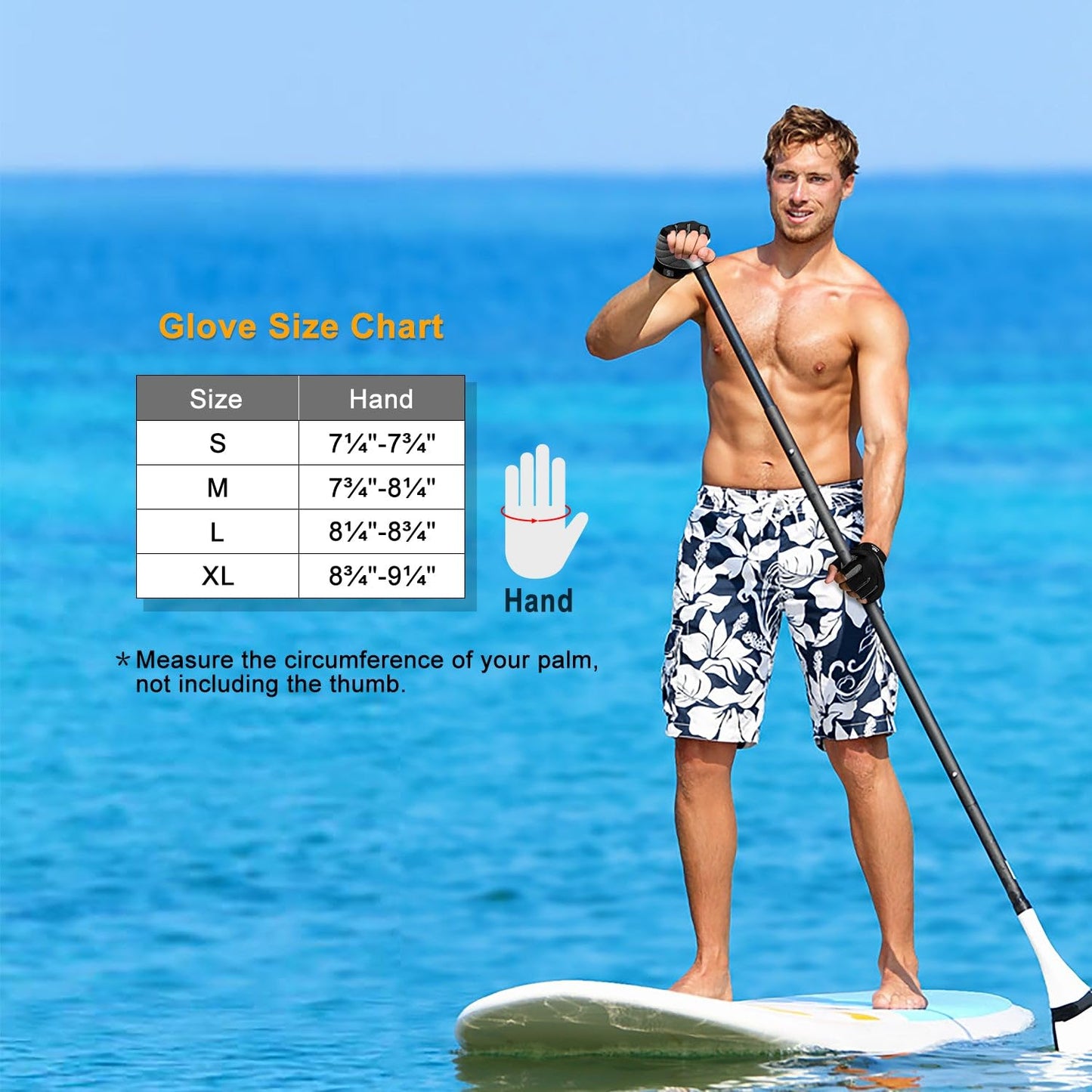 FitsT4 Sports Half Finger Padded Palm Gloves for Diving, Sailing, Jet Skiing, Stand-UP Boarding, Kayaking and Water Skiing, Suitable for Men&Women&Youth Gray M