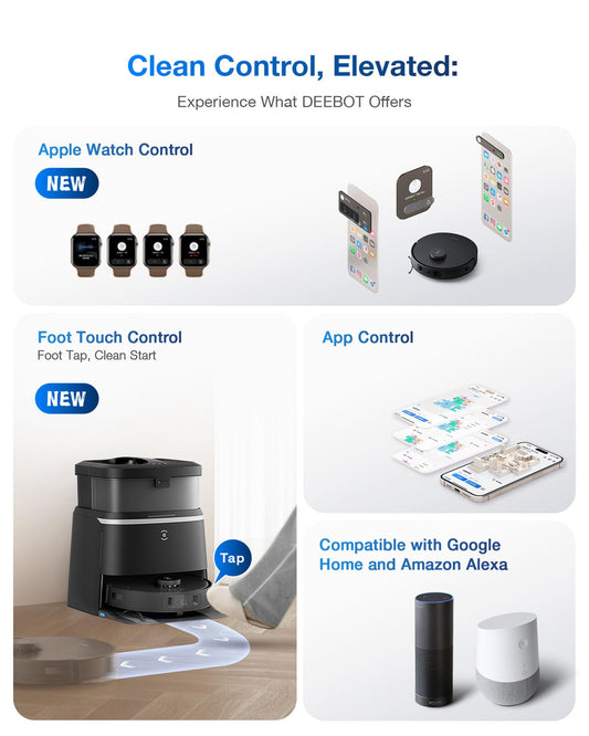 ECOVACS Deebot T30 Omni Robot Vacuum Cleaner with Wiping Function, Mini Station Vacuum Cleaner Robot, 11,000 PA Suction Power, Adaptive Edge Cleaning with TruEdge™ Mopping Technology, ZeroTangle™