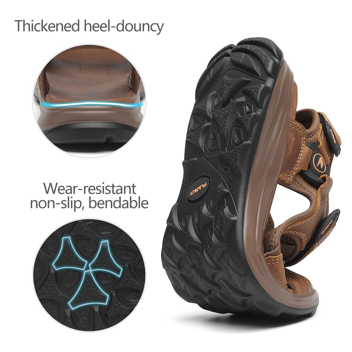 FLARUT Men's Sport Sandals Outdoor Hiking Sandal Open Toe Walking Sandals for Summer Beach Water Shoes(Brown-a,42)