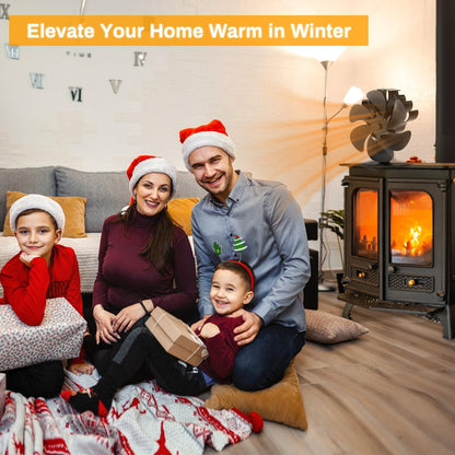 JossaColar Wood Stove Fan Heat Powered Fireplace Fan Non Electric, Thermal Fan for Wood Burning Stove/Pellet/Log Burner, w/Stove Accessories Thermometer