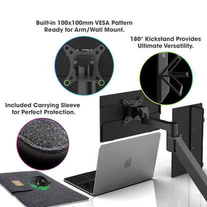 Kado Portable Monitor 15.6-Inch FHD 1080p, USB-C mini-HDMI Gaming Monitor IPS Display Built-in Speakers, External Display 180° Kickstand Wall/Arm Mount for Laptop PC Phone Mac Xbox PS4/PS5 Switch