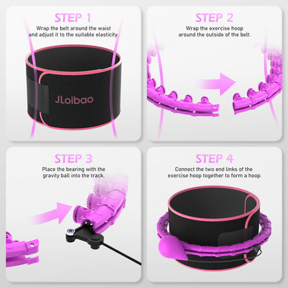 JLoibao Weighted Hula Circle for Adults Weight Loss, Infinity Hoop Fit Plus Size 51 Inch, Include 27 Detachable Links and Waist Trainer for Women