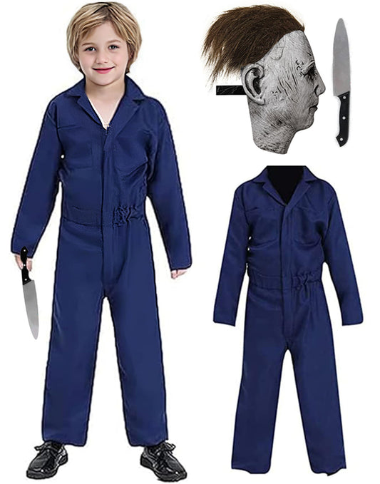 Kuberas Kids Killer Costume for Boys Scary Kills Jumpsuit Coveralls Mask with Blood Toy Halloween Cosplay Outfits