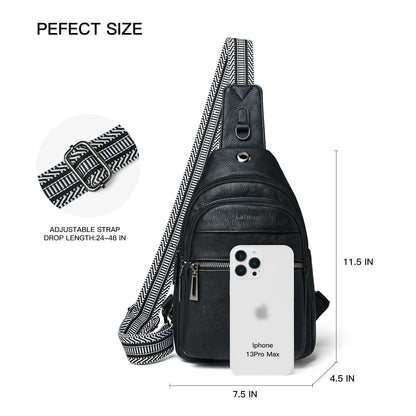 LATMAP Sling Bag For Women Faux Leather Anti Theft Small Casual