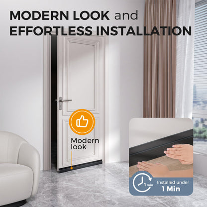 GroTheory 2 Pack Under Door Draft Stopper, Home Improvement, Weather Stripping Door Seal, Bottom of Door Sweep, Garage Window Blocker Noise Dust Insulation Draft Guard, 39" L, Black