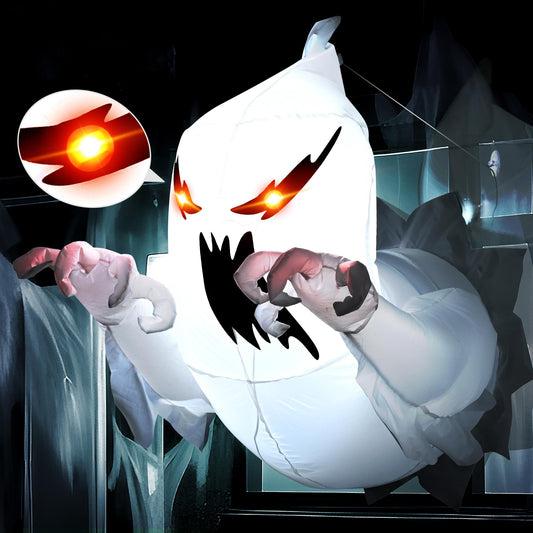 GIGALUMI Halloween Inflatable Outdoor Decoration,Halloween Window Decorations Ghost Decor 3 FT, Build-in LED Halloween Yard Decor, Nightmare Before Christmas for Indoor Garden Lawn