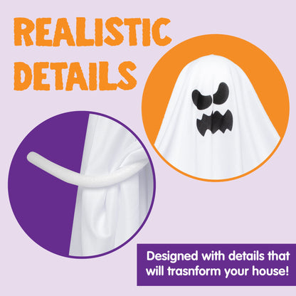 JOYIN 27.5" Halloween Hanging Ghosts Outdoor Decoration(5 Pack), Cute Flying Ghost for Halloween Front Yard Patio Lawn Garden Party Décor and Holiday Hanging Decorations