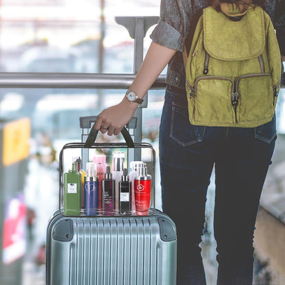 HAOGUAGUA 3 Pieces Large Clear Travel Bags for Toiletries, Waterproof Clear Plastic Cosmetic Makeup Bags, Transparent Packing Organizer Storage Bags (Black)