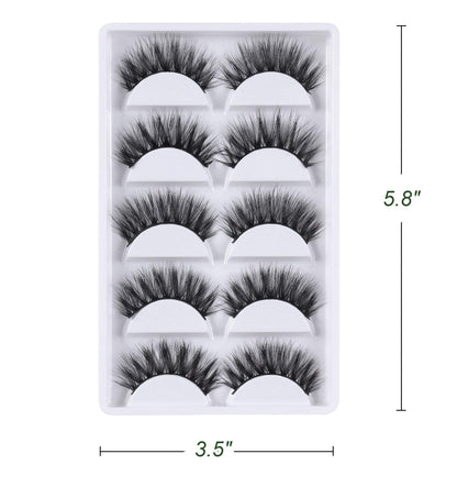 3D False Eyelashes, 3D Faux Mink Fake Eyelashes Handmade Dramatic Thick Crossed Cluster False Eyelashes Black Nature Fluffy Long Soft Reusable,Style 1 (5 Pairs)