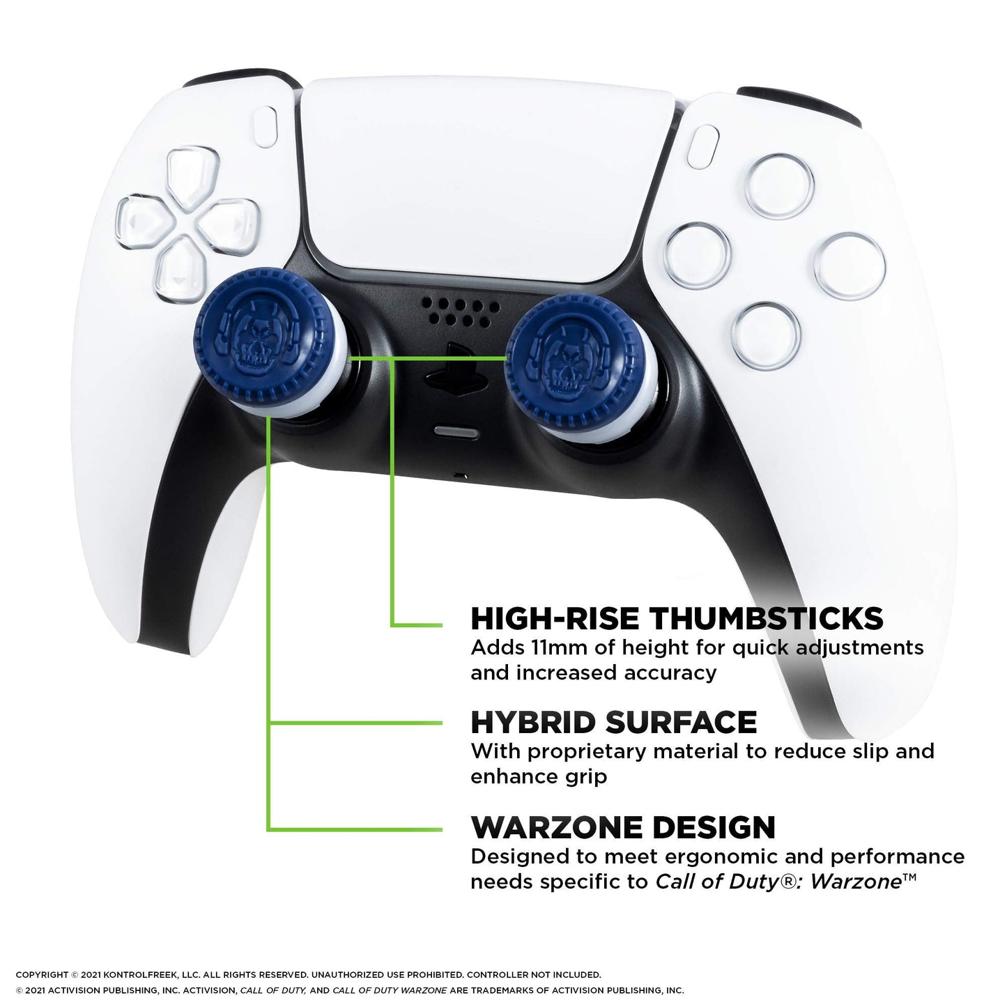 KontrolFreek Call of Duty: Warzone Performance Thumbsticks for PlayStation 4 (PS4) and PlayStation 5 (PS5) | 2 High-Rise, Hybrid| Blue/Gray