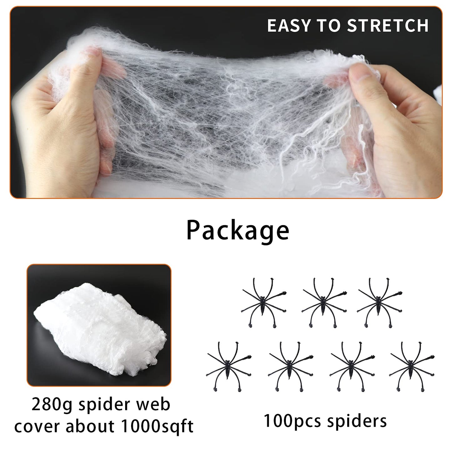Labrostar 1000 Sqft Halloween Spider Web Decorations with 100 Fake Spiders Spooky Spider Webbing Decorations Indoor Outdoor Party Yard Decor Supplies for Bar Haunted House