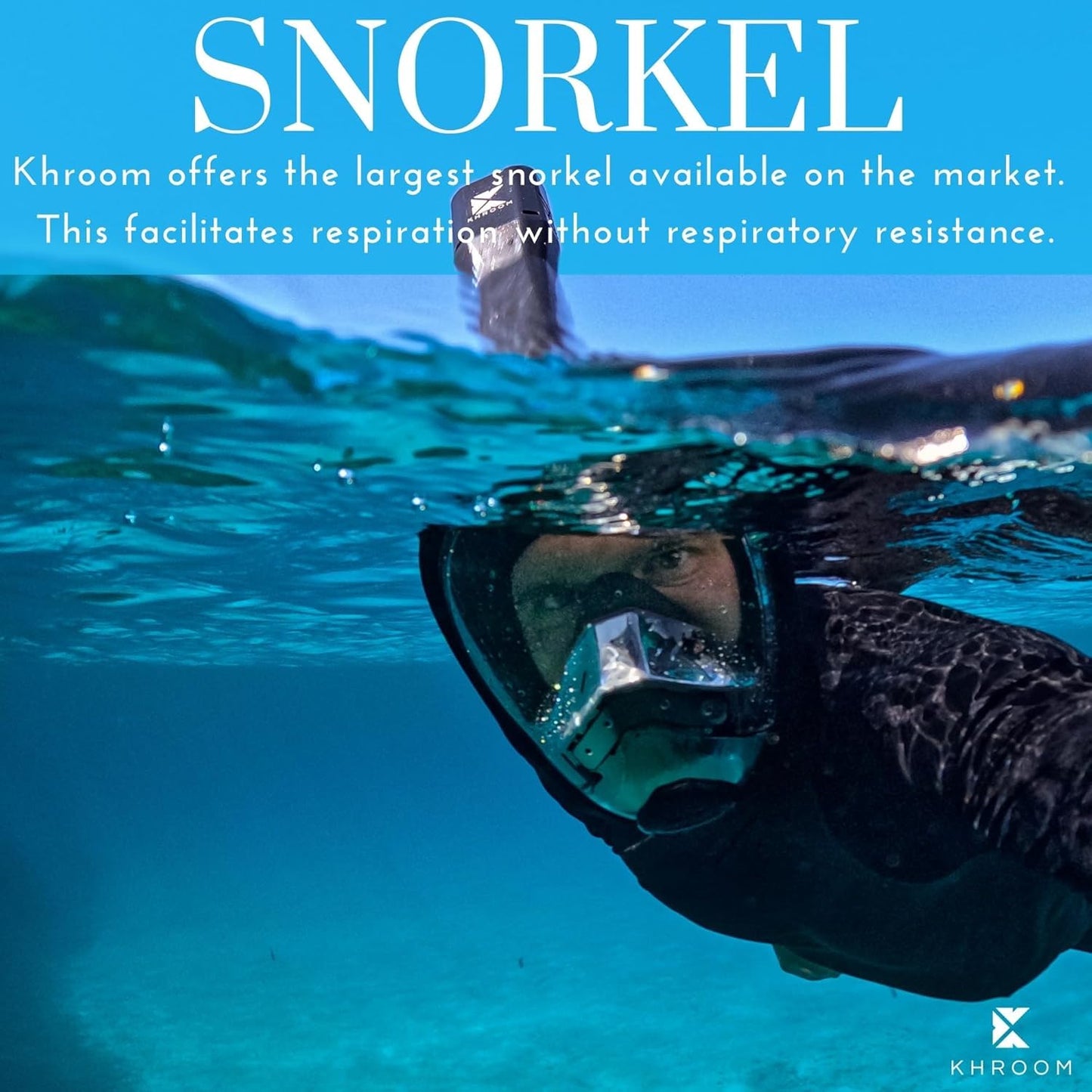Khroom Full Face Snorkel Mask for Adults | New Valve Tech for Easy Breathing | 3X Larger Air Intake | Leak-Proof & Anti-Fog | Premium Snorkel Gear | Scuba Mask with Action Cam Mount (L/XL, Black)