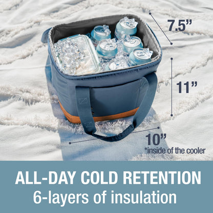 CleverMade Pacifica Collapsible Insulated Cooler Bag – 18 Can / 13 Qt Leakproof Soft Cooler for Beach, Travel, Car – Bottle Opener – Ocean