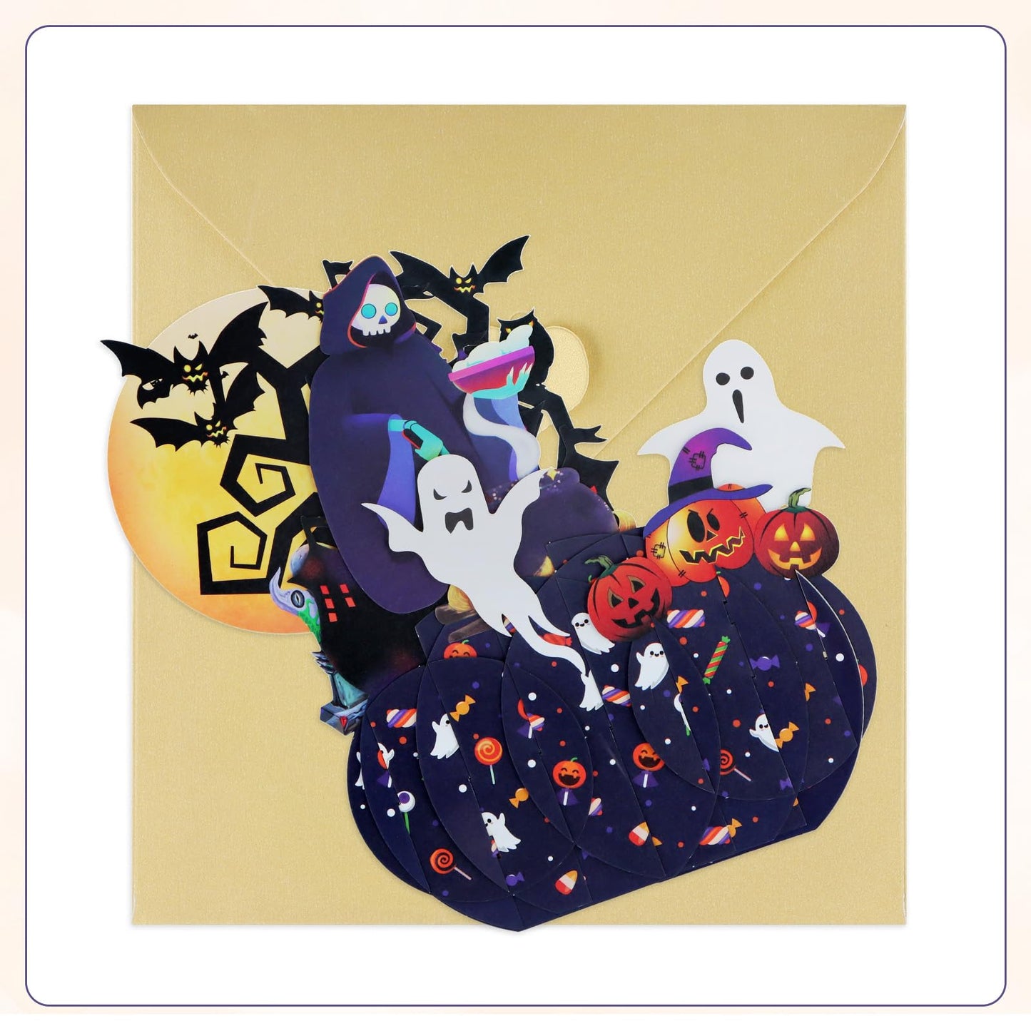 FaCraft Halloween Cards - 3D Handmade Happy Halloween Pop Up Greeting Cards Gifts with Envelope and Seals, for Kids Boy Girl (Pumpkins, Ghosts, Witches, Bats