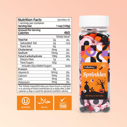 Halloween Sprinkles for Cake Decorations 4.2oz, Edible Bloody Eyeballs Candy, Knife, Blood Dog Bones, Sprinkles for Cupcake Topper, Ice Cream, Candy, Cookie for Halloween Dessert