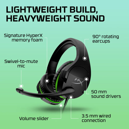 HyperX CloudX Stinger Core - Official Licensed for Xbox, Gaming Headset with In-Line Audio Control, Immersive In-Game , Microphone