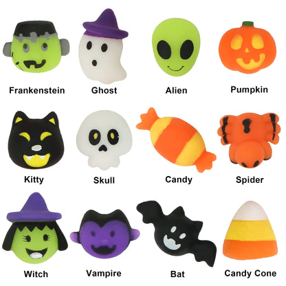 JOYIN 36 Pcs Halloween Mochi Squishy Toy in Blind Bags with 12 Characters for Stress Relief, Halloween Mystery Toy Surprise Bag for Kids Trick or Treating, Party Favors Supplies, Goodie Fillers
