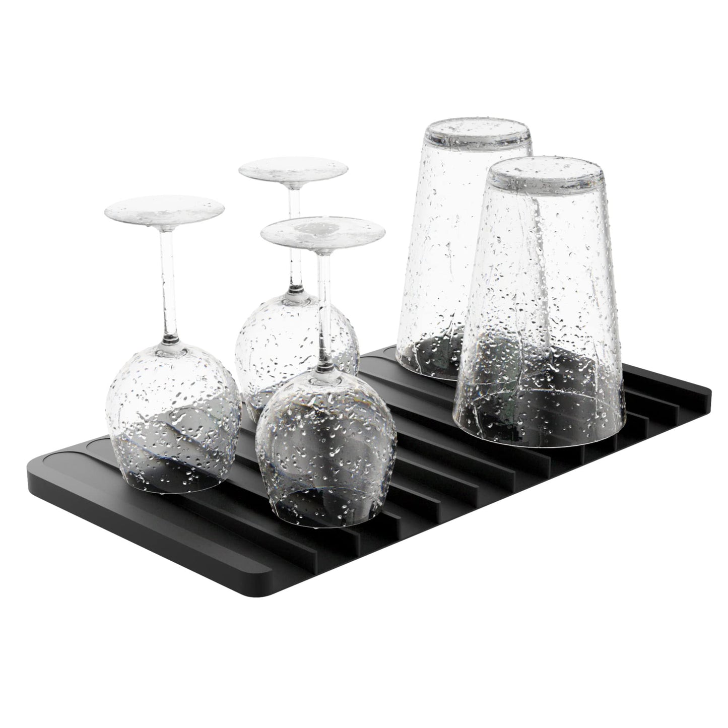 Kraus Self-Draining Silicone Dish Drying Mat or Trivet for Kitchen Counter in Black, KDM-10BL