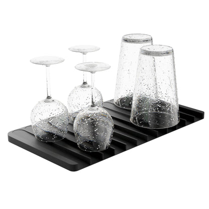 Kraus Self-Draining Silicone Dish Drying Mat or Trivet for Kitchen Counter in Black, KDM-10BL