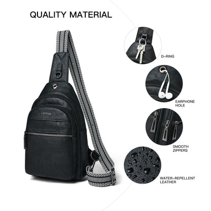 LATMAP Sling Bag For Women Faux Leather Anti Theft Small Casual