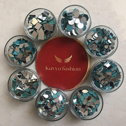Kavya Fashion 8 Shape Mirror kit for Jewellery Making,Other Craft Work Like Project & lippan Art, mud Work Decoration (Total-800 Pieces, 100 Piece of Each Shape) Free Fabric Glue (Combo of 8)