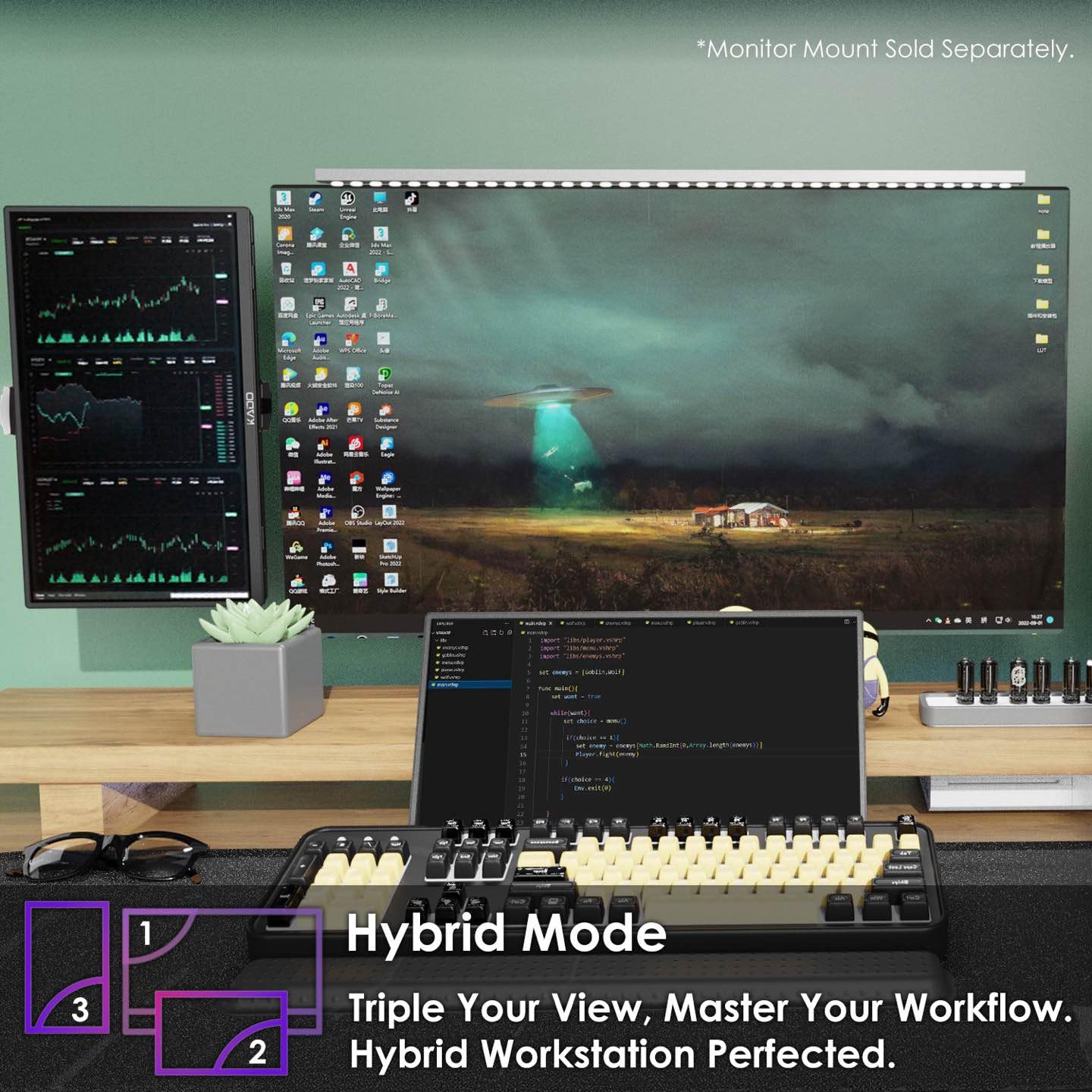 Kado Portable Monitor 15.6-Inch FHD 1080p, USB-C mini-HDMI Gaming Monitor IPS Display Built-in Speakers, External Display 180° Kickstand Wall/Arm Mount for Laptop PC Phone Mac Xbox PS4/PS5 Switch