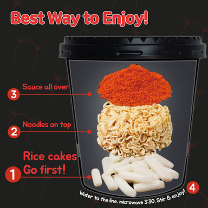 KINIKORA Premium Instant Rabokki Cup - Original Flavor, 2 Cups, Korean Ramen & Tteokbokki, Quick and Easy Street Food