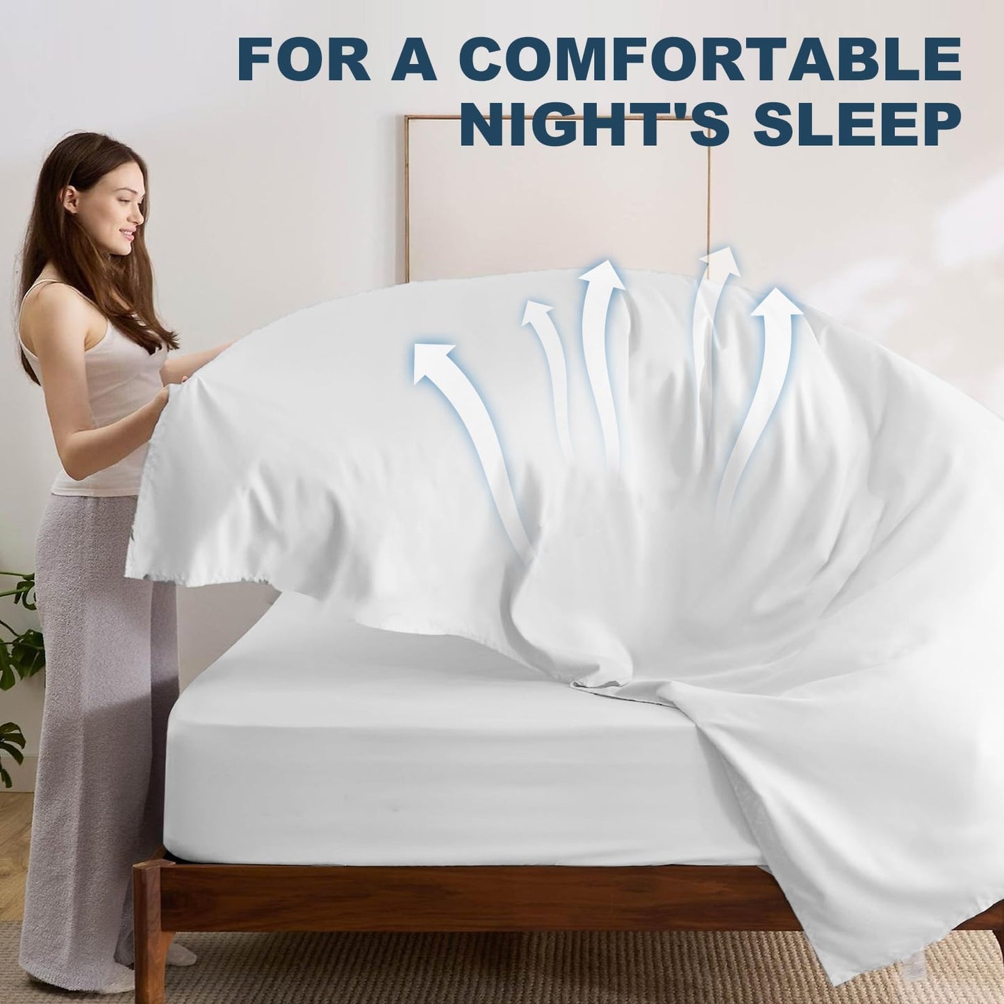 Lavisun Queen Flat Sheet, 1 Pack White Queen Bed Sheet Only - Brushed Microfiber Top Sheets for Hotel, Dorm, Ultra Soft & Breathable - Wrinkle-Free - Easy Care - Single Flat Sheet