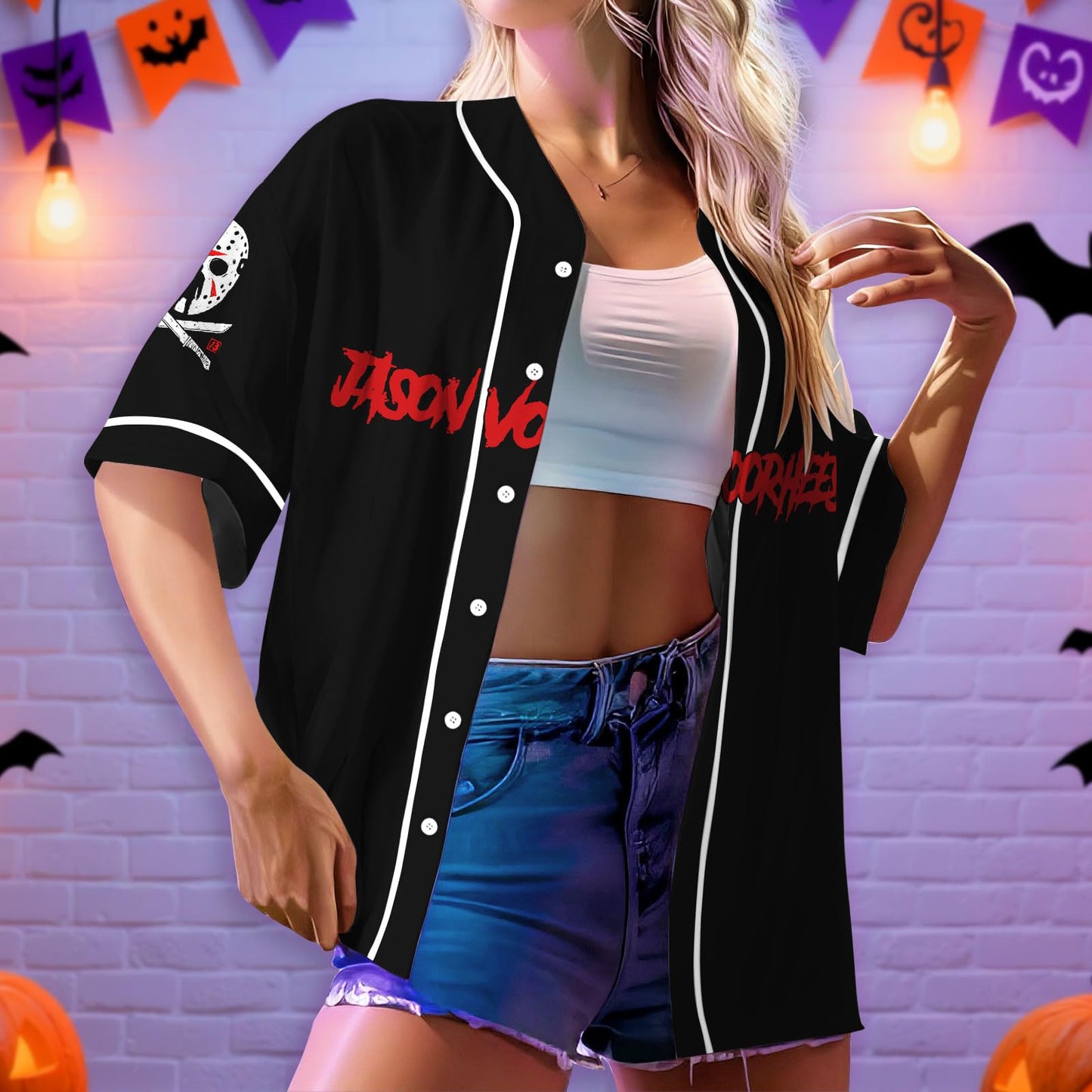 fat mummy Jason Horror Baseball Jerseys Shirt Scary Movie Halloween Shirt Gifts for Movie Lover (L) Black-White…