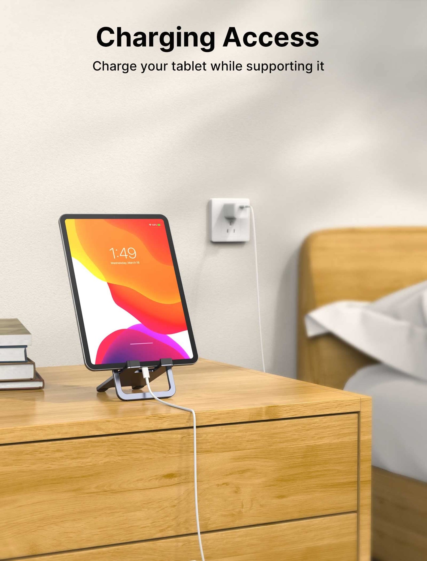 JSAUX Universal Tablet Stand, Portable Foldable Tablet Holder for Desk Compatible with iPad mini/Air, Samsung Galaxy Tab, Kindle Fire, Steam Deck, Switch 2, ROG Ally, iPhone and Other Tablets-Gray