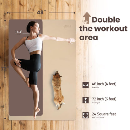 Large Yoga Mat (6'x4') – 1/4" & 1/2" Thick Exercise Mats for Home Workout, Extra Wide Workout Mats for Home Gym, Yoga, Pilates, Stretching, Floor & More