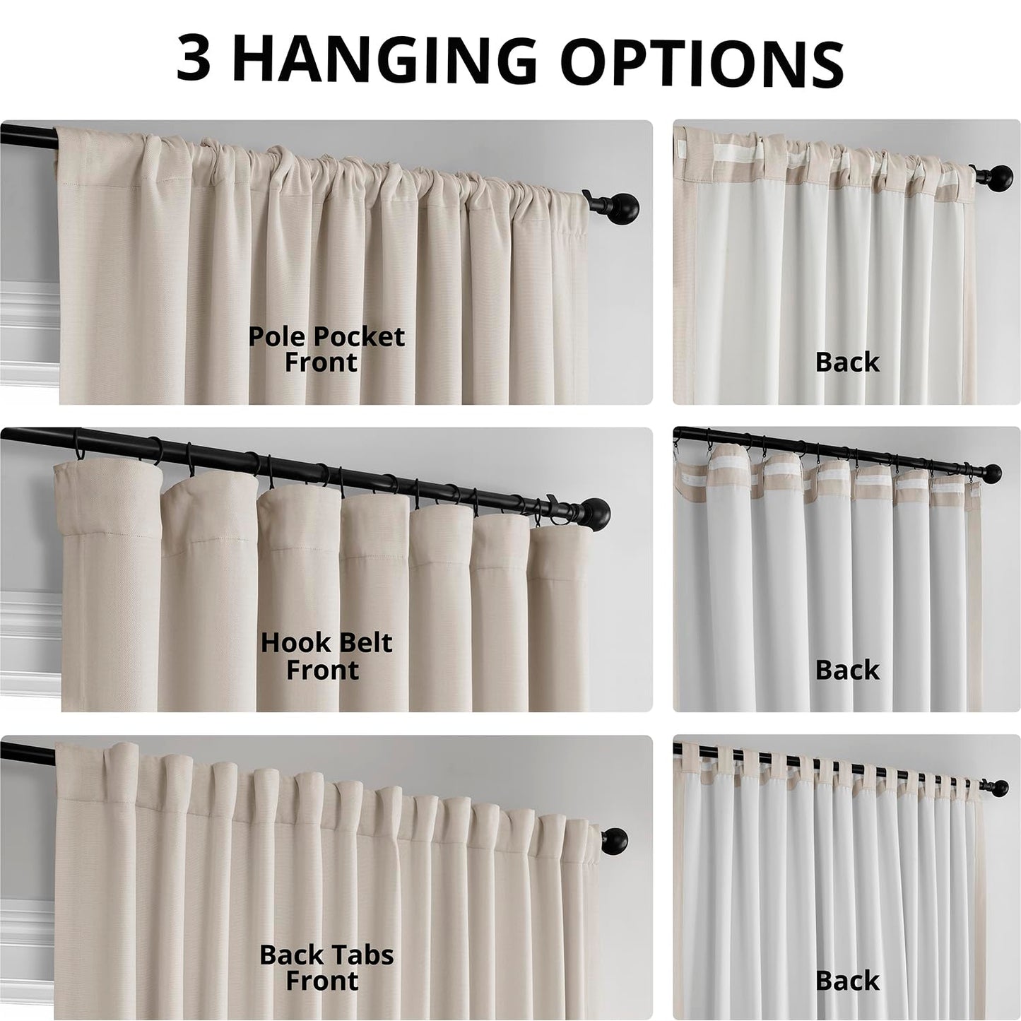 HPD Half Price Drapes - Faux Linen Curtains for Living Room (1 Panel) - 100W X 84L - Extra Wide Textured Room Darkening Curtains for Bedroom 84 Inches Long - Drapes for Home Decor, Birch
