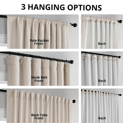 HPD Half Price Drapes - Faux Linen Curtains for Living Room (1 Panel) - 100W X 84L - Extra Wide Textured Room Darkening Curtains for Bedroom 84 Inches Long - Drapes for Home Decor, Birch