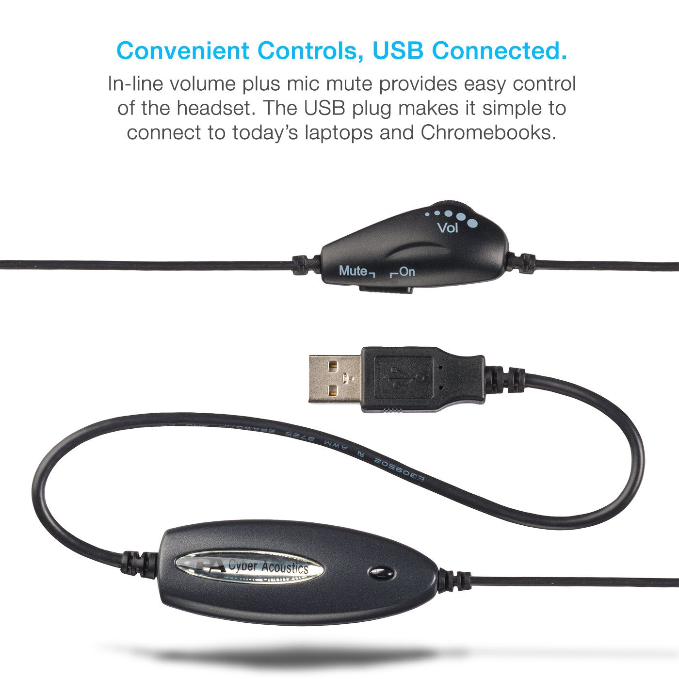 Cyber Acoustics USB Mono AC-840 Headset, Headphone with microphone, Great for Education, Office and Call Centers (AC-840)