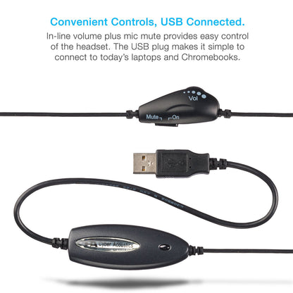 Cyber Acoustics USB Mono AC-840 Headset, Headphone with microphone, Great for Education, Office and Call Centers (AC-840)