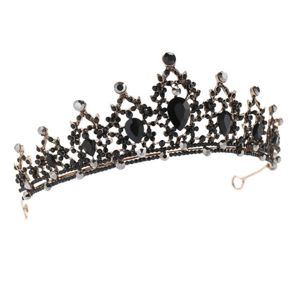 FORSEVEN Rhinestone Headband Birthday Party Tiaras Bridal Wedding Accessories (Black) Halloween Decorations Headband