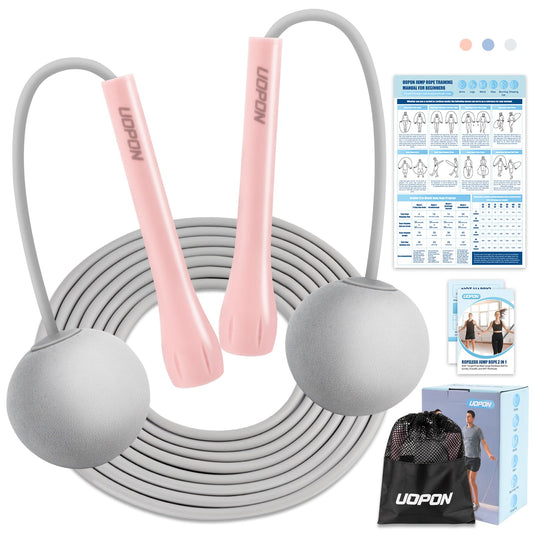 Jump Rope for Fitness, Lightweight PVC Skipping Rope for Men Women Adults Exercise with ABS Handles & Training Poster, Adjustable Tangle-Free Workout Speed Jump Rope for Home(Rose Pink with Ball)
