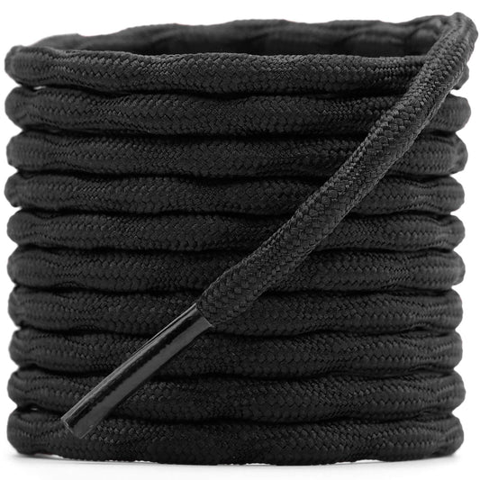 DELELE 2 Pair Round Wave Shape Non Slip Heavy Duty and Durable Outdoor Climbing Shoelaces Black Hiking Shoe Laces Shoestrings-39 inch