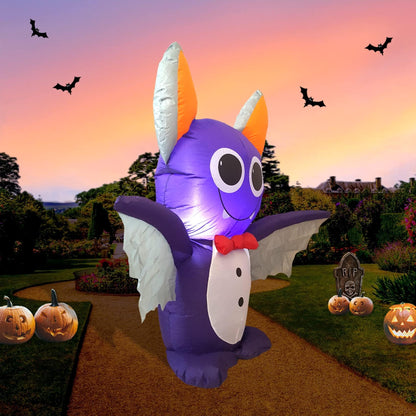 Dearsun 4FT H Adorable Halloween Inflatable Purple Bat with Build-in LED Lights Blow up Outer Indoor Decoration Large Party Yard Decoration