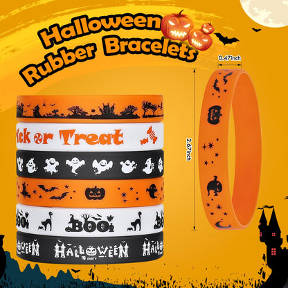 Halloween Rubber Bracelets 30 PCS Bulk Halloween Party Favors Supplies Silicone Wristbands for Gifts Toys Goodie Bag Fillers Stuff Classroom Prizes for Kids Teens Girls Boys