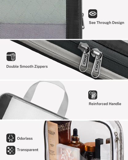 Gonex Expandable Mesh Packing Cubes - 8 Set Compression Organizer for Travel Essentials with Toiletry, Laundry, Shoe & Cable Bags - Black